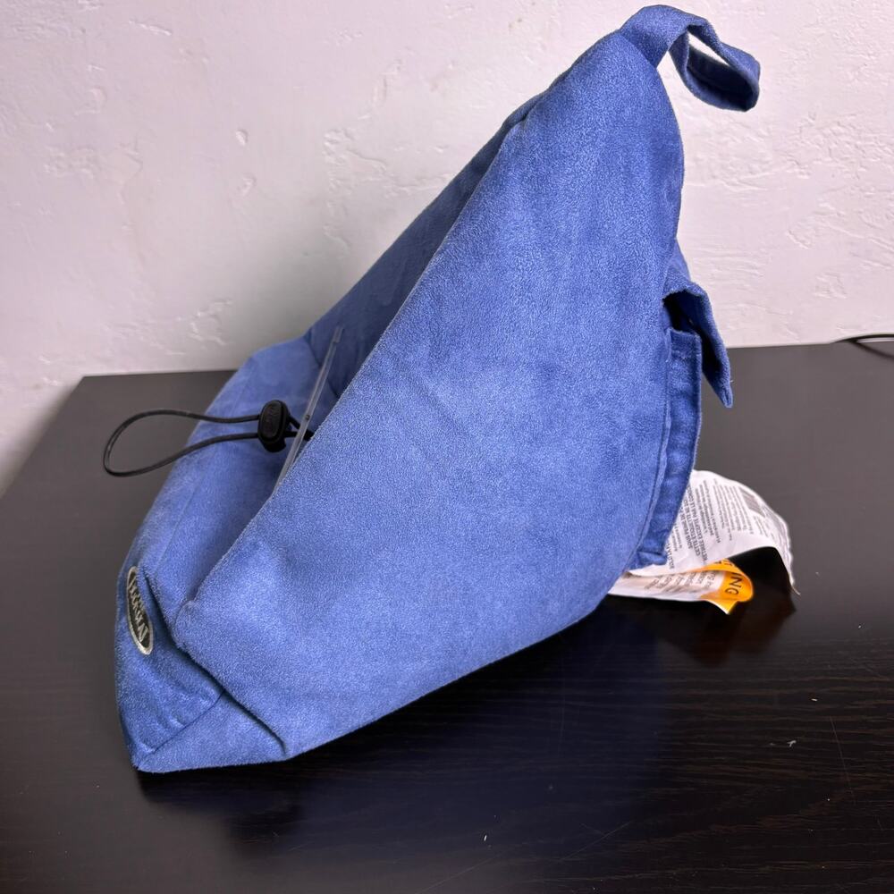 The bookseat blue beanbag chair for reading books iPad E reader comfort stand - Picture 5 of 11